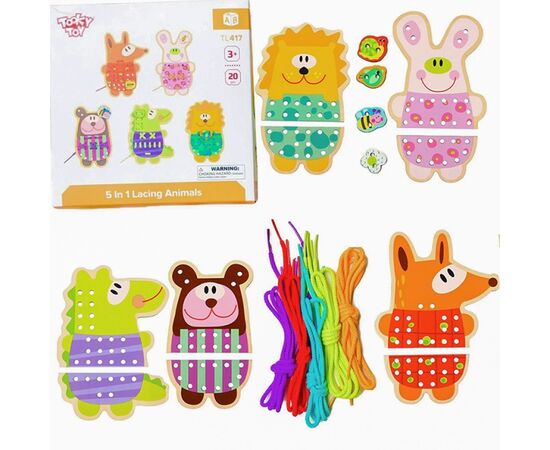Деревянная игра-шнуровка "Животные" от бренда Tooky Toy