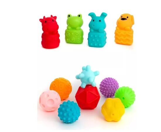 Набор текстурных игрушек "Кубики, мячи, зверята" от бренда Huanger