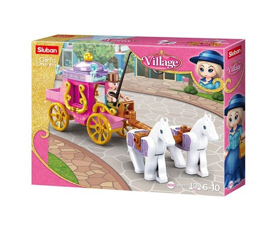 Конструктор от бренда Sluban “Карета с двумя лошадьми”, 139 элементов