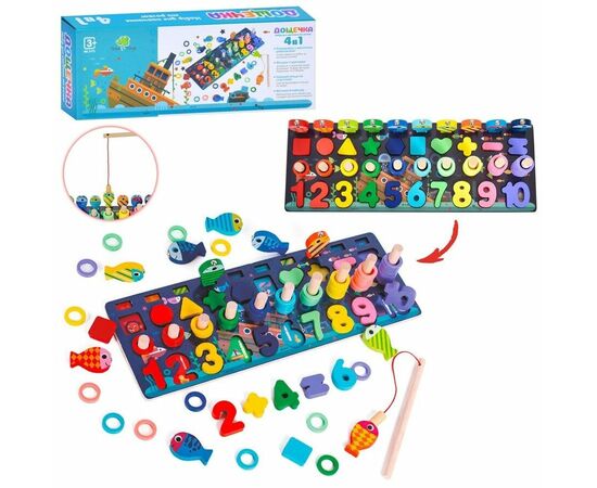 Деревянная обучающая дощечка 4 в 1 от бренда Tree Toys