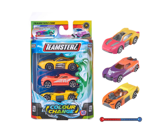 Набор из 3 машинок меняющих цвет от бренда Teamsterz, на выбор