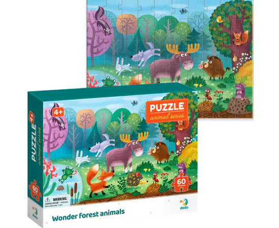 Пазл "Чудо звери в лесу", серия Животные от бренда Dodo, 60 элементов