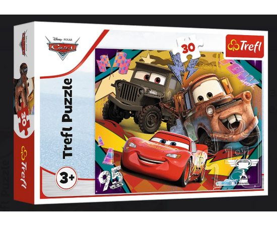 Пазл "Машины на скорости" от бренда Trefl, 30 элементов