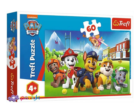 Пазл "Щенячий патруль на лужайке" от бренда Trefl, 60 элементов