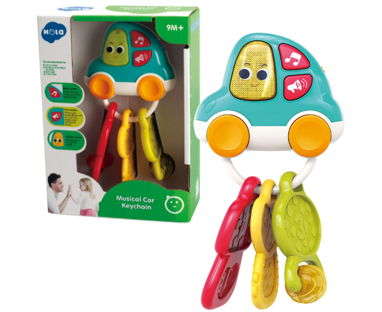 Музыкальная погремушка «Машинка с ключиками» с подсветкой и звуками от бренда Hola Toys