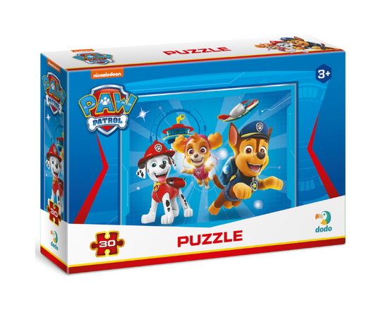 Пазл «Гонщик, Скай и Маршалл», серия Щенячий патруль от бренда Dodo, 30 элементов