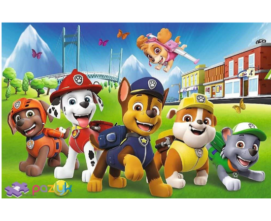 Пазл "Щенячий патруль на лужайке" от бренда Trefl, 60 элементов