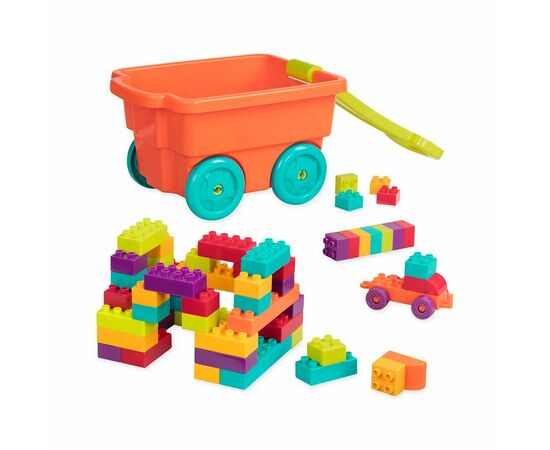 Набор "Тележка с конструктором" от бренда battat, 54 детали