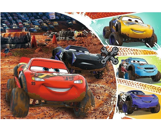 Пазл "Молния Маккуин и его друзья" от бренда Trefl, 60 элементов