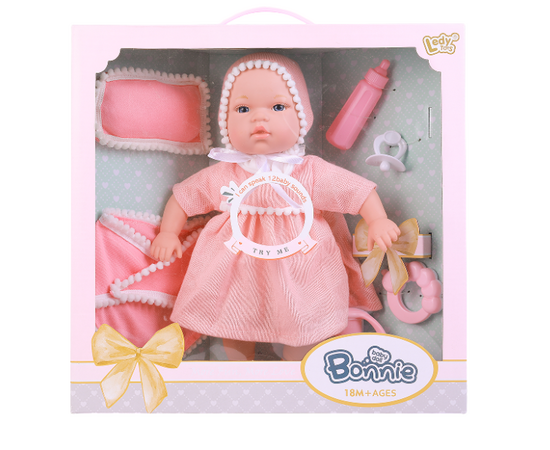 Пупс Бонни в розовом платье с аксессуарами