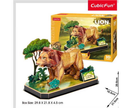 3D пазл “Лев” от бренда CubicFun, 40 элементов
