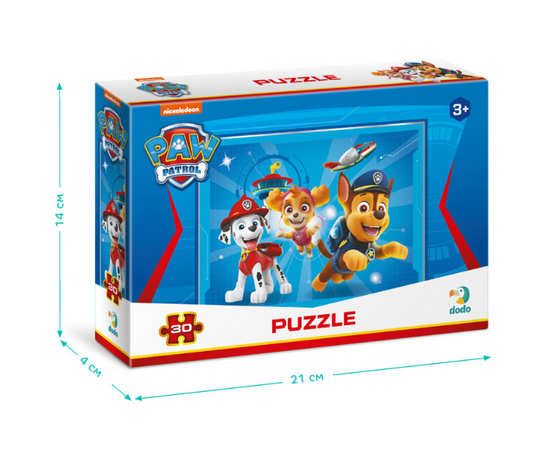 Пазл «Гонщик, Скай и Маршалл», серия Щенячий патруль от бренда Dodo, 30 элементов