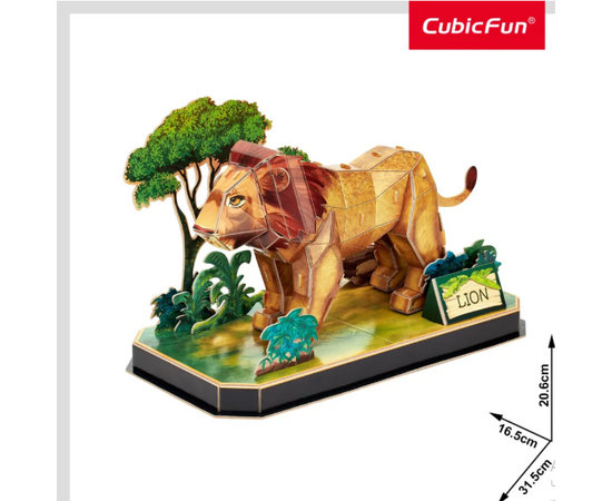 3D пазл “Лев” от бренда CubicFun, 40 элементов