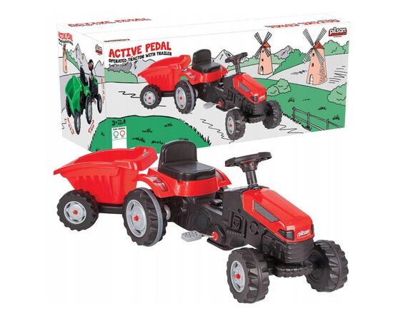 Трактор с прицепом ACTIVE, красный/зеленый от бренда Pilsan