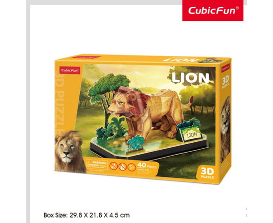 3D пазл “Лев” от бренда CubicFun, 40 элементов