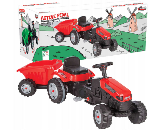 Трактор с прицепом ACTIVE, красный/зеленый от бренда Pilsan