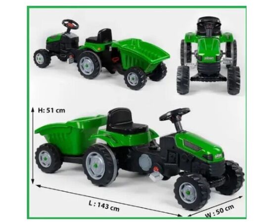 Трактор с прицепом ACTIVE, красный/зеленый от бренда Pilsan